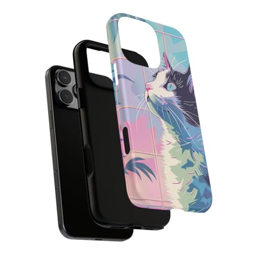 Coque iPhone 16 Pro Max chat coloré feuilles tropicales protection rigide mate - 3