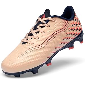 DREAM PAIRS Boys Girls FG AG Soccer Cleats High-Speed Anti-Twist Lightweight Football Shoes 13 Little Kid Coral Pink