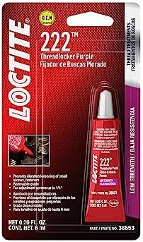 Loctite 38653 222 Purple Low Strength Thread Locker Tube, 6-milliliter