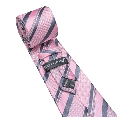 Image of Barry.Wang Mens Tie Set Plaid Check Neckties Formal Business Wedding Luxury Pocket Square Cufflinks