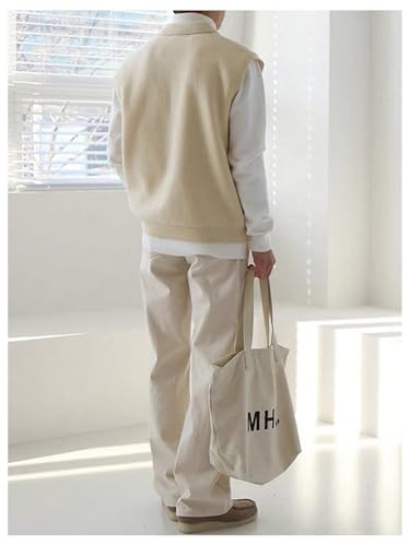 Verdusa Men's Old Money Sweater Vest Cable Knit V Neck Oversized Sleeveless Pullover Top2