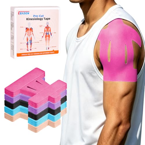 IEADEN Precut Kinesiology Tape for Shoulder, 10 Pcs, Pink