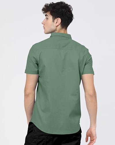 Image of BRUCEWANE Men's 100% Cotton Half Sleeve Shirt