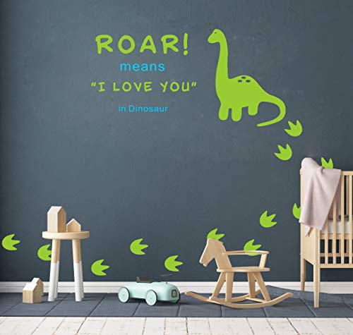 Vinilo Decorativo Dinosaurio Texto y Huellas Verde miniatura 2