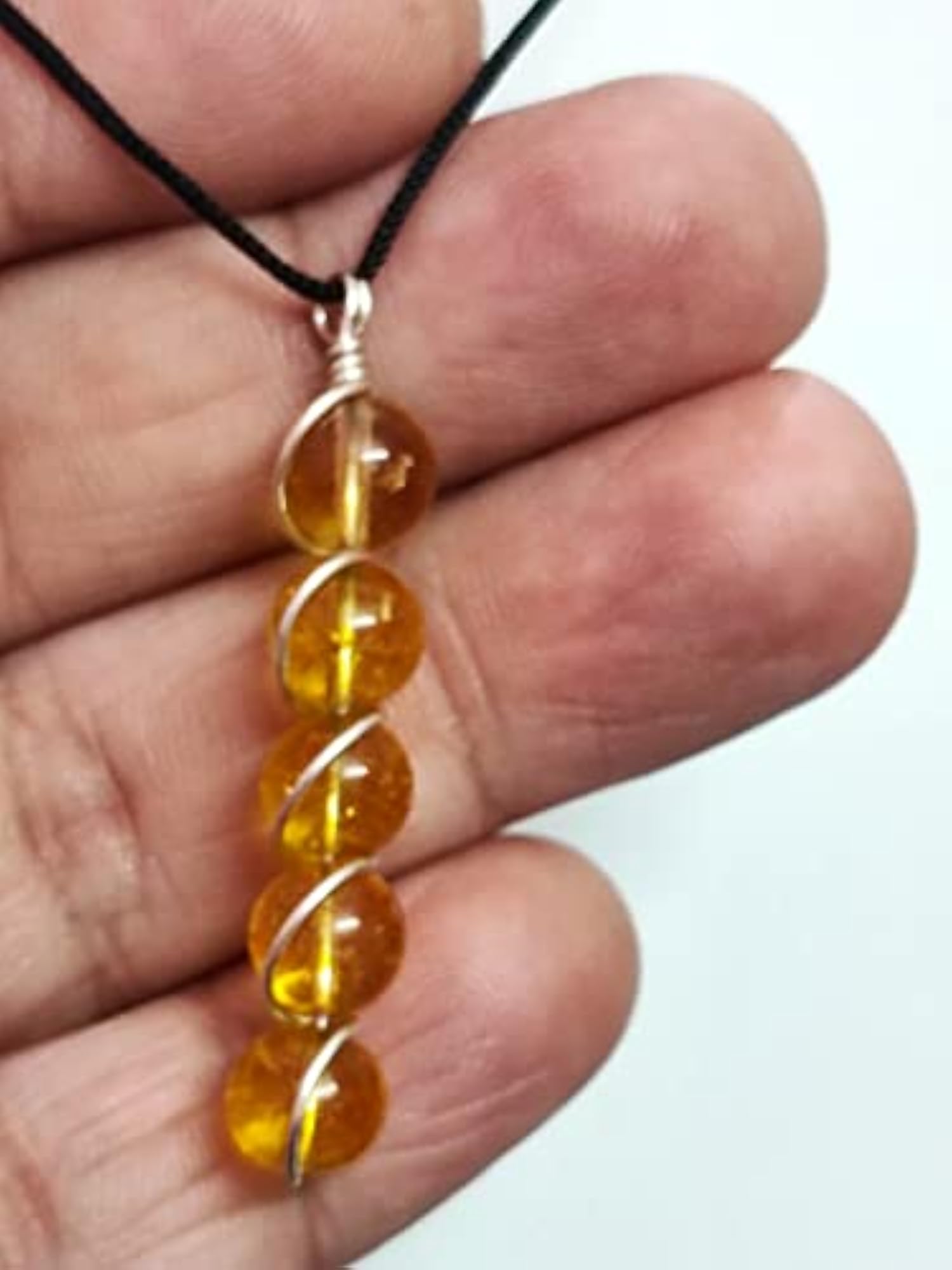Natural Citrine Beaded Crystal Pendant, Gift for Her