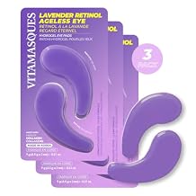 Vitamasques Lavender Retinol Anti Aging Hydrogel Eye Patches for Puffy Eyes and Dark Circles - Under Eye Mask with Collagen Patches for Wrinkles | Korean Skincare Brightening Eye Pads 3 Pack