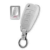 Carcasa ideal para llave: la funda para llave está cuidadosamente cosida por artesanos expertos, lo que mejora la sensación general de la calidad y proporciona una mejor sensación. Diseño de inserción simple, no se necesitan herramientas adicionales, es fácil de instalar o quitar, no afecta a la función de la llave ni a la recepción de señal de la llave del coche.