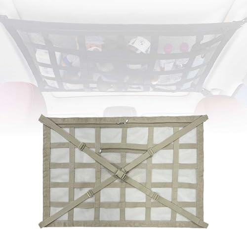 車用ルーフ収納ネット に適合する トヨタ アルファード ヴェルファイア 20系 30系 40系 二重メッシュバッグ 大容量 ネットバッグ 収納バッグ 車内天井ネット 荷物固定ネット 調整可能 バックル固定 荷物落下防止 荷物・衣類・キャンプ用品等 カー用品