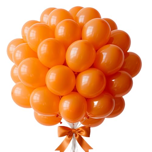 Ballons Orange, 100 Pièces Ballon en Latex Orange, 10 Pouces Oranges Mat Ballons Baudruche, Guirlande de Ballon pour Anniversaire Mariage Baby Shower Halloween...