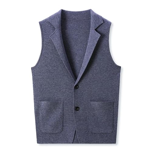 Men Lapel Wool Suit Sweater Vest Sleeveless Buttons Down Formal Business Office Knitted Cardigan Vest3