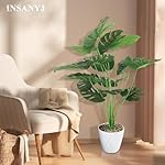 Monstera Kunstpflanzen Groß, 75cm Hoch 18 Zweige Kunstpflanze Splitphilo im Topf Künstliche Pflanzen Plastik Pflanze Deko Modern Wohnzimmer Balkon Schlafzimmer Zimmer Hochzeit Party – Bild 2