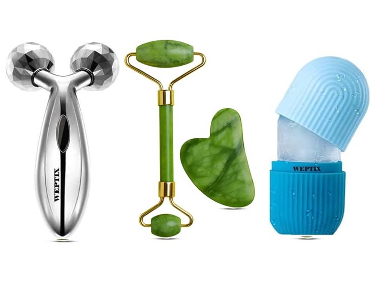 WEPTIX® Facial Ice Globe,Smart Cool Face Roller Ball, Facial Massage Tools for for Neck Eye Circle Reduce Puffiness Anti Ageing Wriknles, 3D Massager Roller Soothing Firming Skin