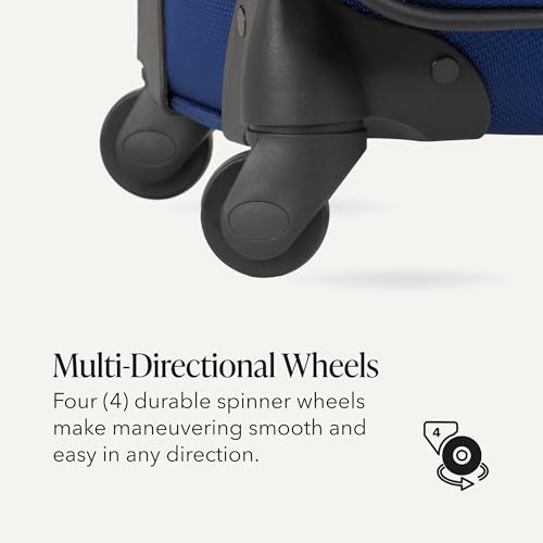 Image of SWISSGEAR Sion Softside Expandable Spinner Luggage Durable Lightweight Travel Suitcase, Blue, 2-Piece Set (Carry-On /Large)