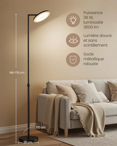 Lampadaire LED 36W réglable 3600 lm VASAGLE
