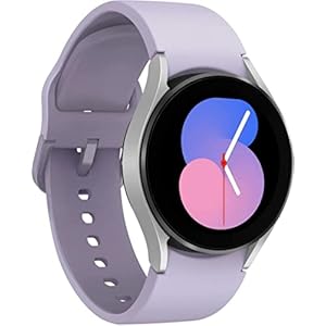 SAMSUNG Galaxy Watch 5 40mm Bluetooth Smartwatch w/Body, Health, Fitness and Sleep Tracker, Sapphire Crystal Glass, Enhanced GPS Tracking, US Version, Silver Bezel w/Purple Band (Renewed)
