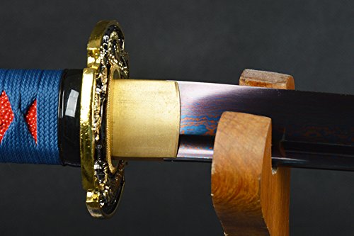 Blue Blade Real Sharp Japanese Samurai Sword Handmade Full Tang Katana #TOP2
