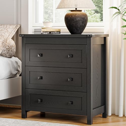 Xixini Farmhouse Nightstand with 3 Drawers