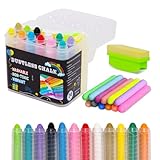 Haoyond Dustless Chalk Set for Kids, 12 Chalks with Twistable Holder+12 Refills+Wet Wipe Eraser, Non-Toxic Washable Chalkboard Toddlers Chalk, for Blackboard Drawing Writing and Sidewalk Creativity