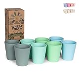 Grow Forward Premium Plastic Kids Cups - 13 oz Unbreakable Wheat Straw Cups for Kids - Non Toxic BPA Free Drinking Glasses for Water, Smoothie - Small Dishwasher Safe Kitchen Tumblers - Rainforest