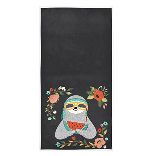 Lindo bebé Perezoso Comiendo sandía Suave Altamente Absorbente invitado Grande decoración del hogar Toallas de Mano para Cocina, baño, Hotel, Gimnasio y SPA (16 x 27,5 Pulgadas)