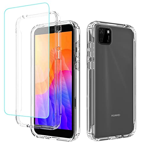 Coque Huawei Y5P transparente avec protège-écran verre trempé antichoc cristal