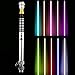 Sabre laser ◤ sabres lumineux◥ Sabrelaser RVB 19 couleurs LED Sabre laser avec poignée en métal,simule le son de la bataille du film,cadeau de Noël et cosplay 丨 Chargement USB 丨 Série noire pour