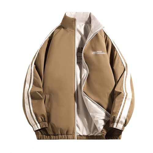 Chaqueta de cuello alto con doble desgaste y aislamiento térmico engrosado de rayas