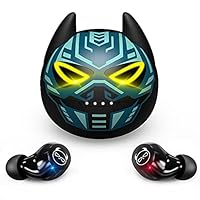 AMAFACE Wireless Earbuds, Bluetooth 5.0 Stereo Headphones, in-Ear Sweat-Proof Wireless Earphones Dual Mic and Noise Reduction, Touch Control Headset with Cartoon Blue Changing Men Charging Case