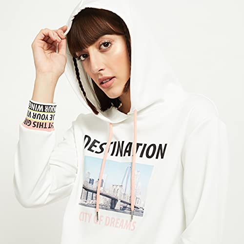 Image of Max Women Polyester Graphic Printed Hooded Sweatshirt
