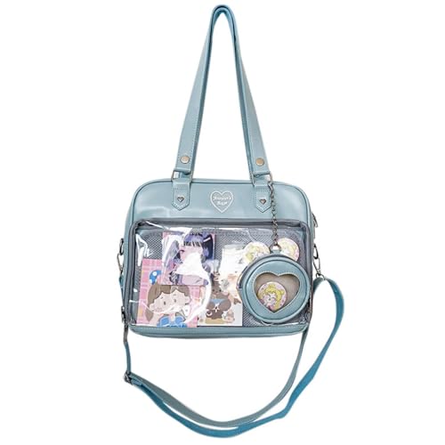 JIABAOZ Bolso Ita Bandolera Kawaii Bolsos Con Bolso De Hombro JK Kawaii Con Inserto De Pins De Anime Exhibidor (azul)