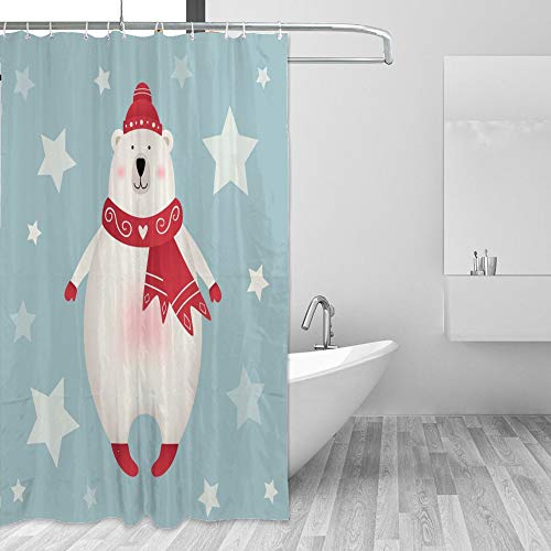 Rideau de douche salle de bain anti-moisissure polyester lavable ours