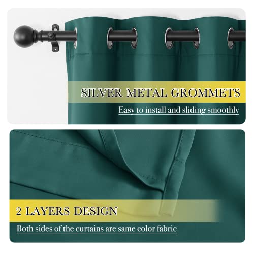 Image of NICETOWN 100% Blackout Curtains with Liners, Solid Thermal Insulated Full Blackout Lined Drapes, Energy Efficiency Window Draperies for Bedroom (Emerald Green, 2 Panels, 42 inch W x 63 inch L)