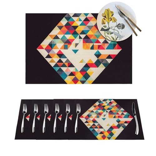 Lot de 6 sets de table tissés géométriques en PVC lavable - 2