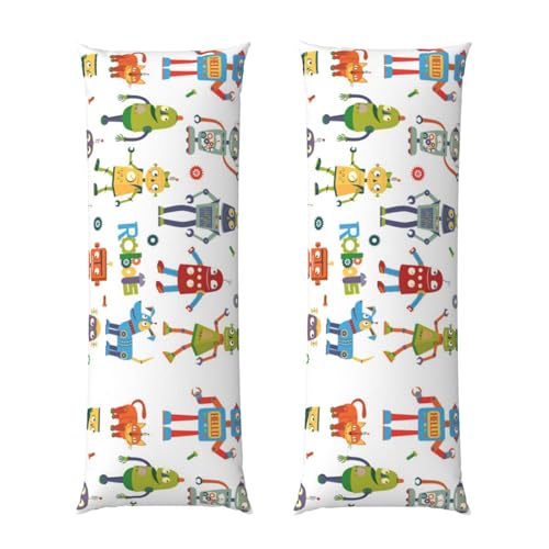 Housse de coussin rectangulaire lavable motif robot mignon grand format - 2