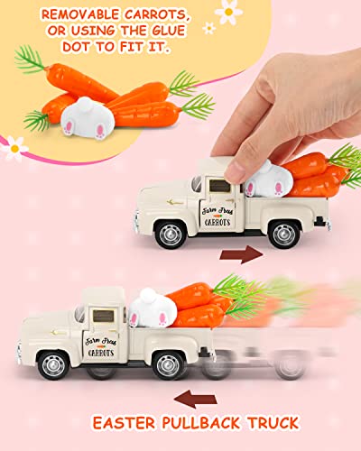 Huray Rayho Easter Farmhouse Metal Truck With Bunny Butt Carrots Vintage Pickup Truck For Easter Spring Holiday Home Kitchen Tiered Tray Tabletop Bookshelf Decor #TOP3