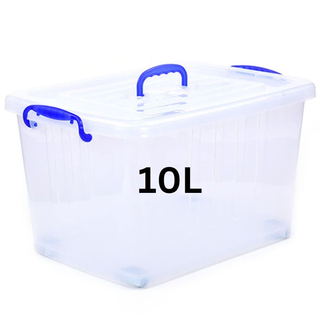 Maff Plastic Storage Box Clear Plastic Storage Box With Lid Organize Your Home and Kitchen items with 10L Organizer Box Storage Moving Boxes For Toys, Books, Snacks, Shoes 32L x 18H x 23W