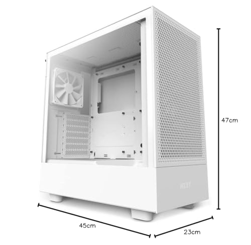 Image of NZXT Tempered Glass H5 Flow RGB Compact ATX Mid-Tower Computer Case /Gaming Cabinet|Support Mini-Itx,Micro-ATX,ATX|Pre-Installed 2 X 140Mm Front Fans,1 X 120Mm Rear&Bottom Fans-Cc-H51Fw-R1 (White)