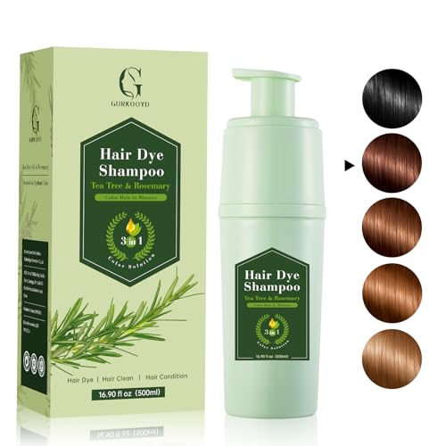 Tea Tree Shampoo, Deep Coffee Color Hair Dye for 15-20 Minutes, Ammonia-Free, 100% Grey Coverage for Women and Men