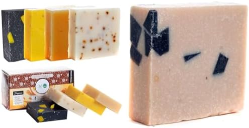 360Feel Men's Soap bar Handmade -Masculine fragrance-, Patchouli, Pine Tar with Charcoal Beeswax & Dead Sea Mud Soap -5oz Castile Handmade Soap bar -Activated Charcoal, Sea Salt