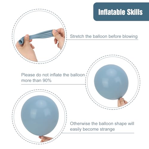 Image of RUBFAC 135pcs Dusty Blue Balloons, Haze Blue Latex Balloon Different Sizes 18 12 10 5 Inch for Garland Arch Birthday Wedding Engagements Anniversary Baby Shower Party Supplies