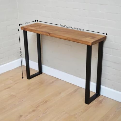Image of Solid Sheesham Wood Console Table - 70W x 23D x 88H cm | Industrial Modern Design for Bedroom, Living Room, Entryway | 30mm Thick Tabletop | Decorative & Functional