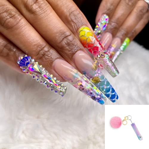 NABULOUS Long Nail Card Grabber - Chrome Unicorn Keychain with Pom Pom - Sanitary ATM & Credit Card Puller4