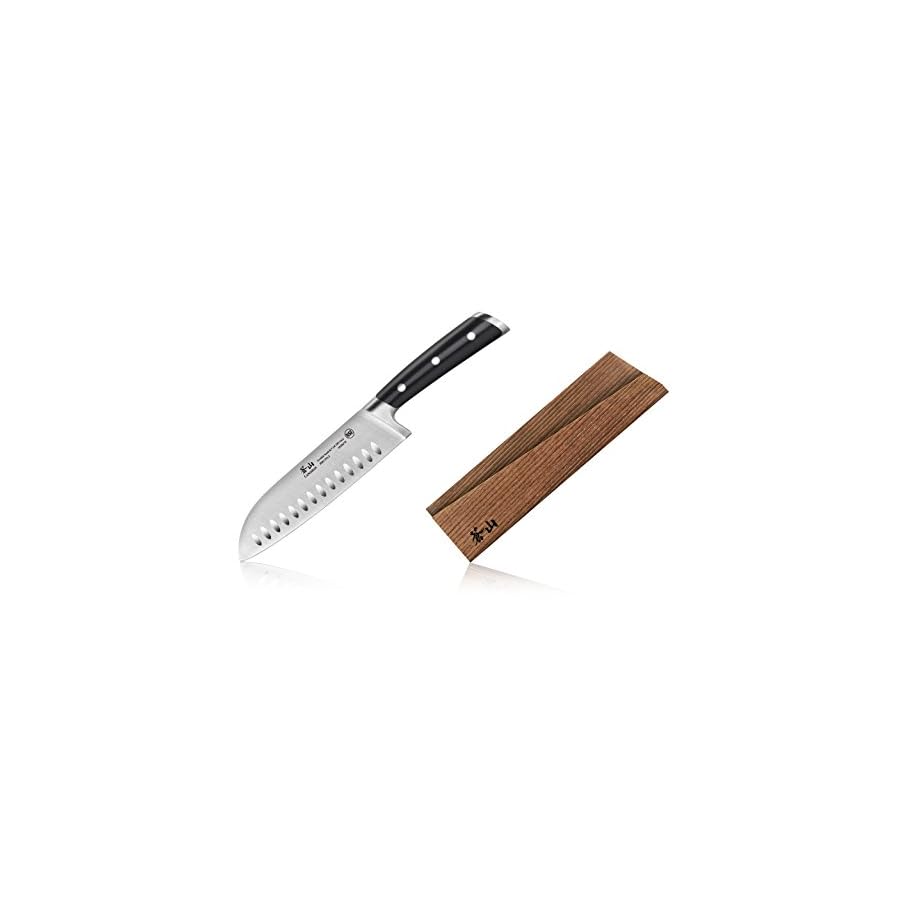 Cangshan TS Series 1020687 Swedish 14C28N Steel Forged 7-Inch Santoku Knife and Wood Sheath Set