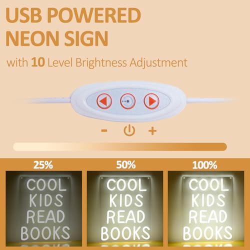 Image of Cool Kids Read Books Neon Sign for Classroom Wall Decor, Light Up Neon Signs for Kids Read Corner Decor Library Bedroom