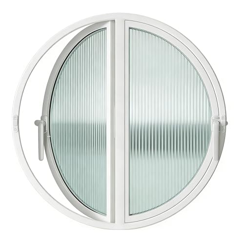 Image of KPHYMOD Round Casement Window with Handle, 40-120CM Customized Porthole Windows Tempered Glass Ventilation Windows(White,70 cm/27.6 in)
