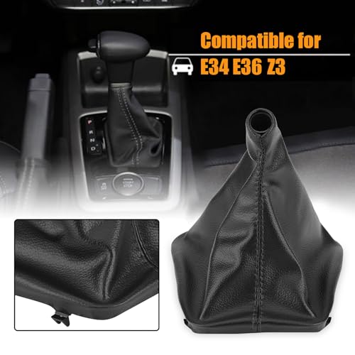 Klanata Gear Shift Boot Cover Compatible with BMW E34 E36 Z3, Artificial Leather Shift Boot Gaiter Cover for Manual Transmission,Diagonal Top Design