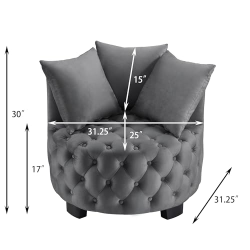 Sillón Barrel Plegable Terciopelo Gris Oscuro miniatura 2