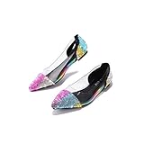 Cape Robbin Jinah Flat Sandals Slides for Women, Womens Clear Mules Slip On Shoes - Rainbow Size 9