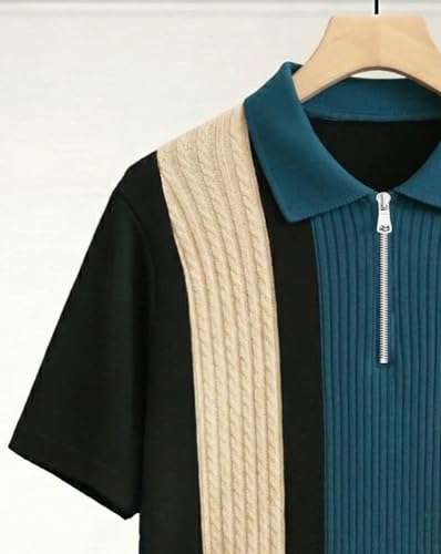 Image of AUSK Men's Premium Polo Tshirt | Cotton Rich Fabric | Zip Collar Tshirts | Half Sleeves | Engineered Knit Design | Regular Fit