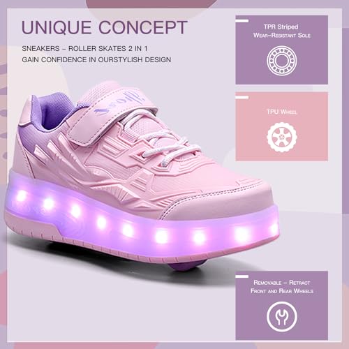Kids Roller Skates - Roller Skate Shoes - Sneakers 2-in-1 Roller Shoes Suitable for Outdoor Sports Start The Adventure and Freedom Journey and Enjoy The Fun of Childhood3